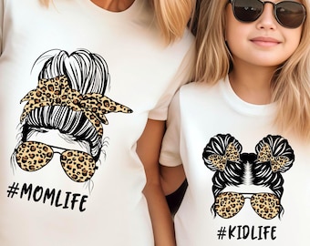 Camiseta Mom Life Messy Bun: Camiseta a juego para mamá y yo