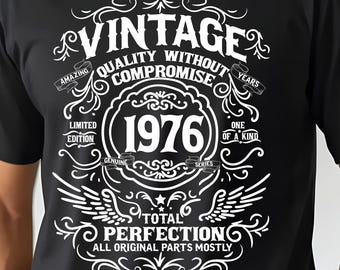 Vintage 1976 50th Birthday T-Shirt, Unisex Cotton Tee