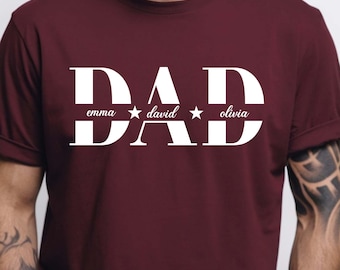 Camiseta personalizada para papá con nombre de niño: Camiseta personalizada para el Día del Padre