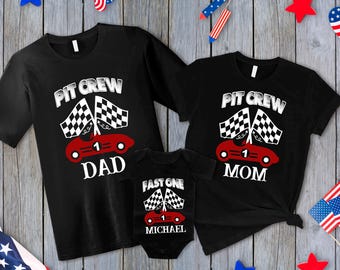 Fast One Pit Crew-verjaardagsshirt: Racing Family-T-shirt