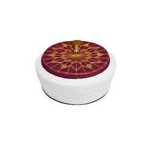 Tailored Imam Turban: White Cotton Fabric, Maroon Cap