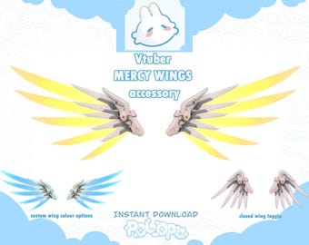 Live 2d Premade Accessory - Mercy wings customizable colours Overwatch - Twitch Youtube Streamer