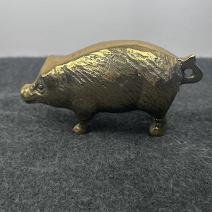 Vintage Solid Brass Pig Boar Hog Figurine 3-1/2&quot; long