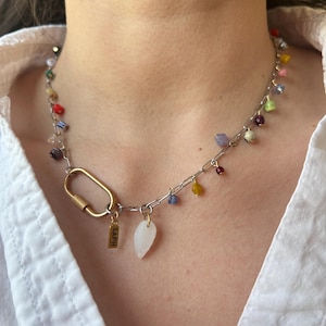 Bunt Mini Charm | Mixed Metal Karabiner Verschluss Halskette