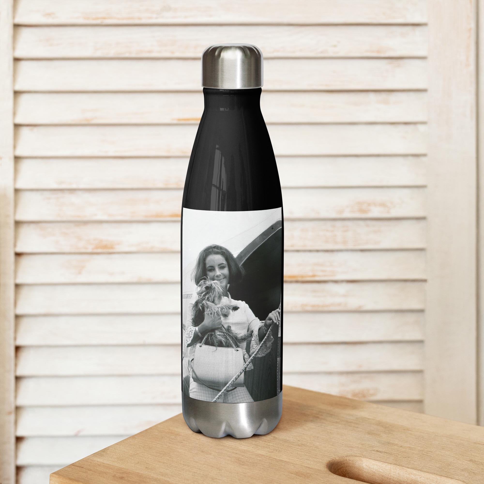 Elizabeth Taylor 1960's Stainless steel water bottle designed from an image that appears in book Elizabeth Taylor My Celebrity Connection