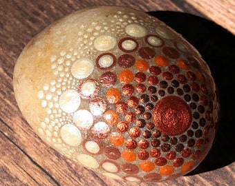 Little Dot Art Mandala, Hand Painted Satori Stone, Natural river rock, Small