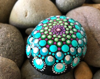 Sea of Dreams Vortex Satori Stone Little Mandala Meditation Stone Original Hand Painted Dot Art