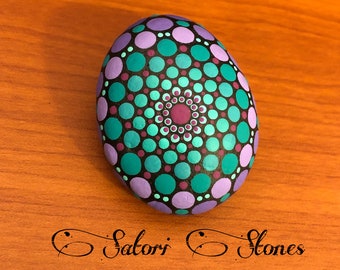 Mermaid Vortex Satori Stone - Mandala Meditation Stone - Original Hand Painted Dot Art - OOAK