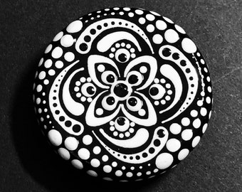 Dot Art Mandala Magnet, Handbemalter runder Holzmagnet