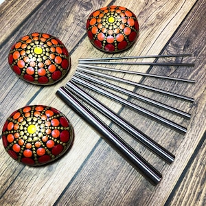 Aluminum Dotting Tools, Set of 8 solid cylinders with flat ends size 2-10 mm