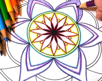 DIY Coloring Page - Lotus Tear Mandala - Instant Download