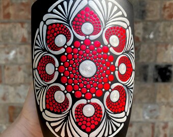 Hand Painted Mandala Coffee Mug, Large Dot Art Tea Cup