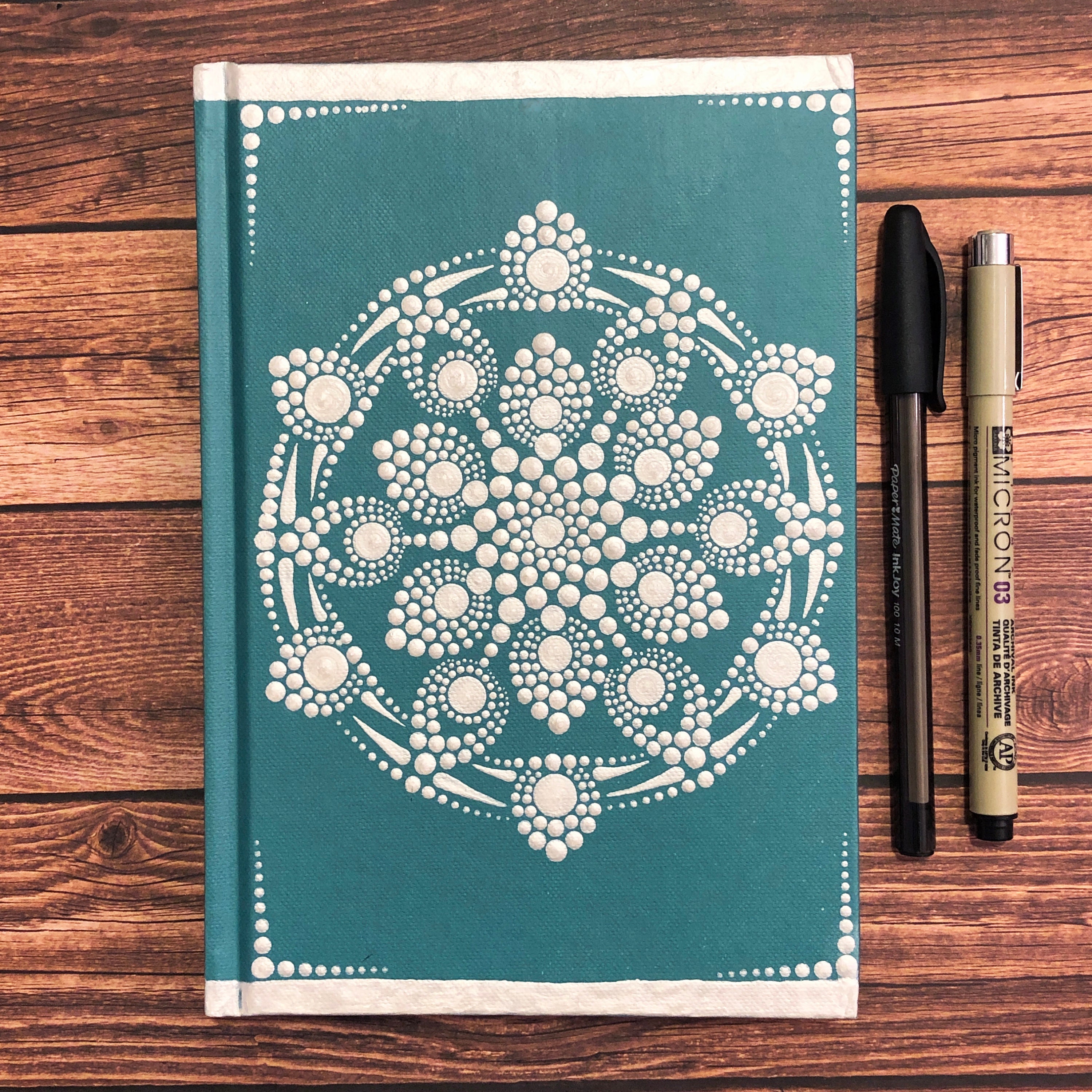 Dot Art Mandala Journal or Sketchbook Hand painted pearl Etsy