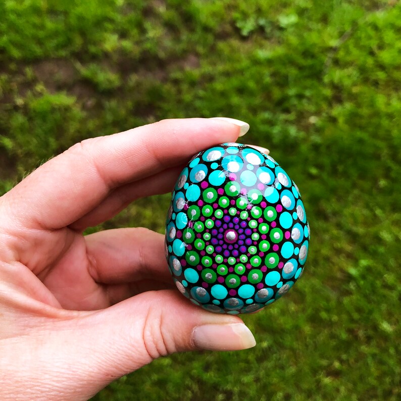Sea of Dreams Vortex Satori Stone Little Mandala Meditation Stone Original Hand Painted Dot Art