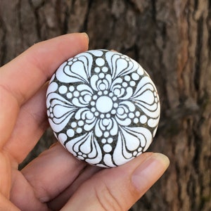 Balance, Cute Little Mandala Stone, Small Hand-Painted Dot Art on Natural River Rock