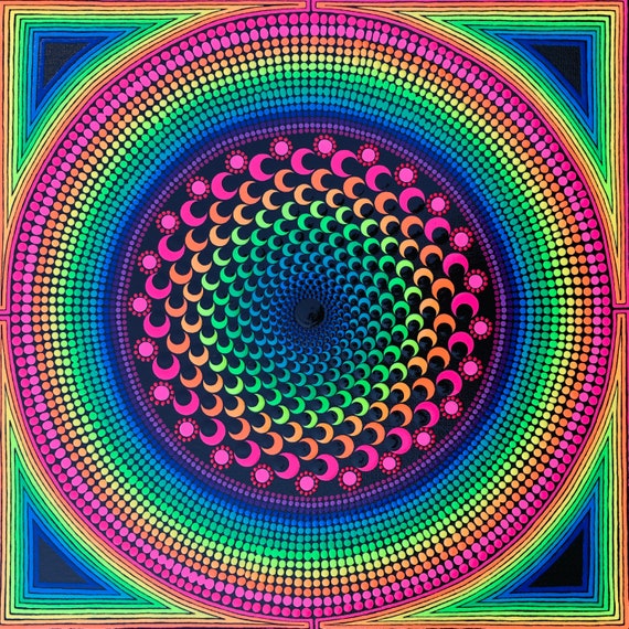 ブロッターアート サイケデリック マンダラ アイ UV Reactive Mandala