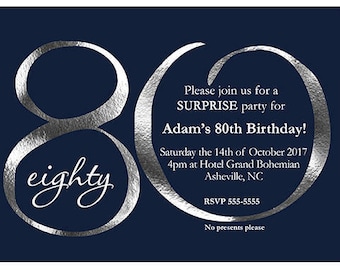 80th birthday invitations for men etsy 80th birthday invitations