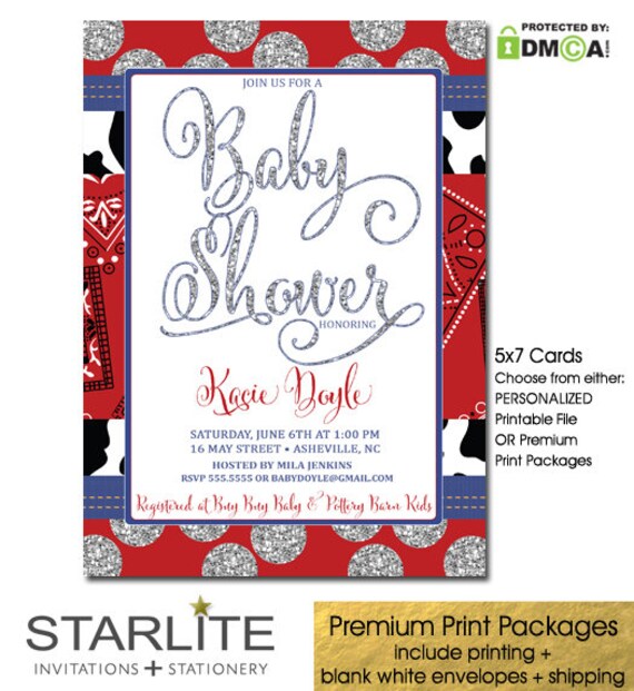 Western Baby Shower Invitation Denim Rhinestone Western Baby Shower Western Baby Shower Invitation Denim Rhinestone Western Baby Shower