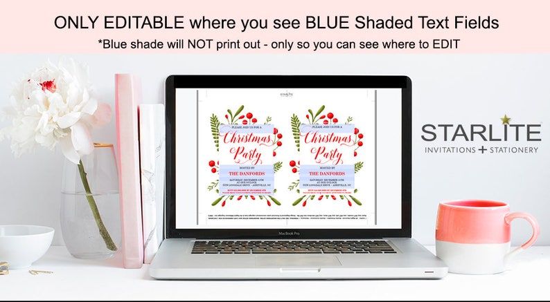 EDITABLE Pdf INSTANT DOWNLOAD Christmas Invitation Printable Download Christmas Party Invitation Elegant Christmas Party Invitation