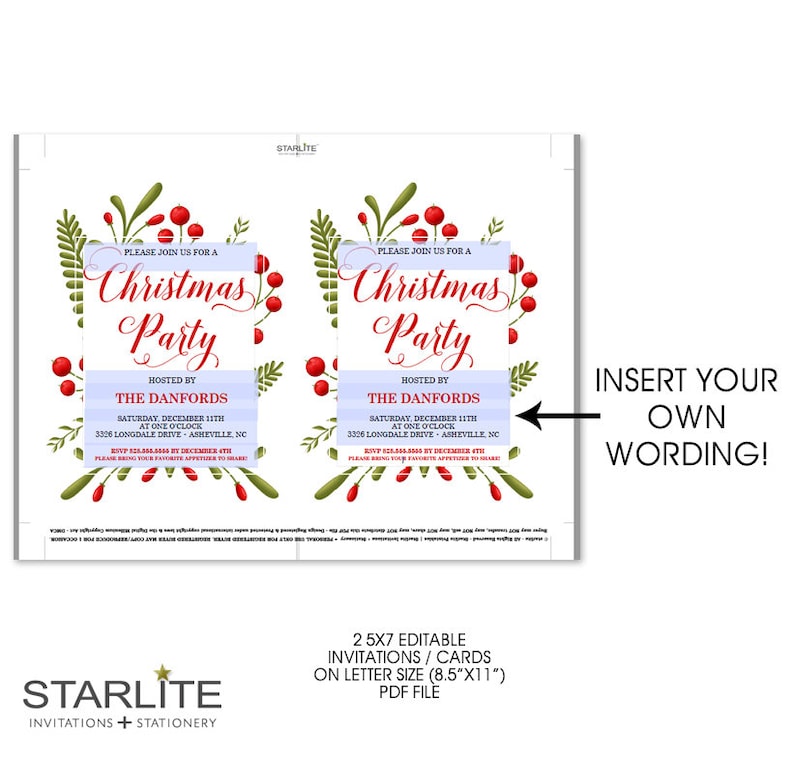EDITABLE Pdf INSTANT DOWNLOAD Christmas Invitation Printable Download Christmas Party Invitation Elegant Christmas Party Invitation