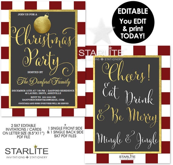 christmas party invitation download editable christmas invitations to download