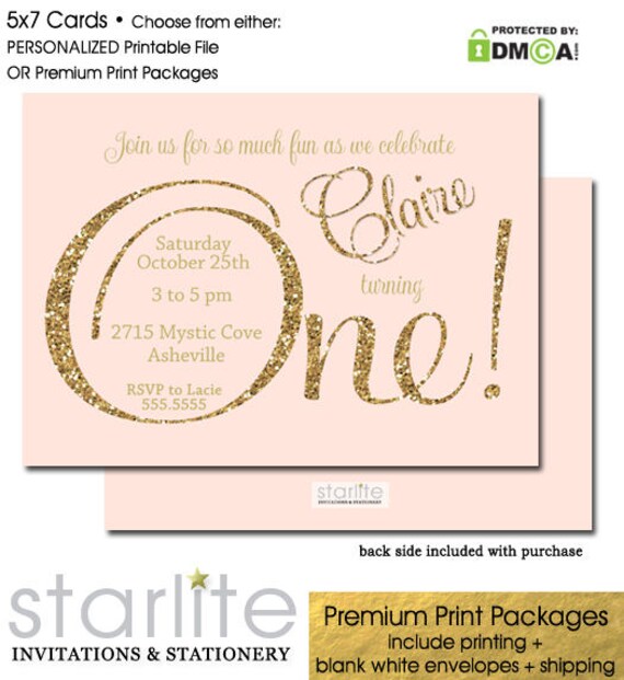 1st birthday invitation pink and gold pink and gold glitter 1st