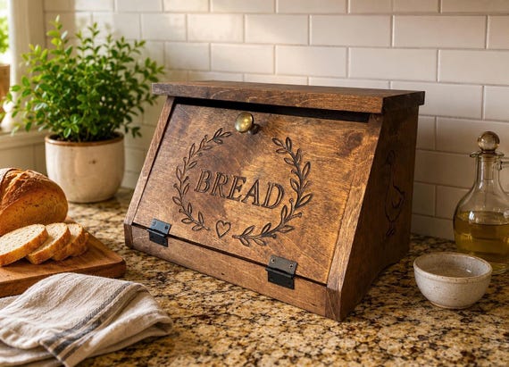 Farmhouse Goose Bread Box | Handmade Wooden Breadbox | Cottage Core Kitchen Storage | Engraved Bread Keeper | Countertop Bread Storage Box