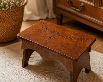 Cottagecore Wooden Stool | Handmade Foot Stool | Rustic Home Decor | Small Wooden Bench | Vintage Inspired Decor | Farmhouse Accent