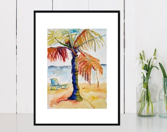 Blue Palm No. 1 . giclee print