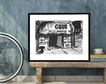 Art mural emblématique du club de musique punk East Village de New York City - CBGB No 1 . impression d'art giclée