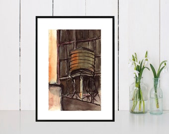 New York City Iconic Skyline Water Tower Art PRINT - "Water Tower No. 2"