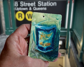 A Cup of Joe for your Morning Commute - Art Oil Painting New York City Coffee Cup on NYC Metro Card -"NYC Coffee Cup No. 8"