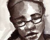 Jeune fille de stylo et d’encre avec des glaces affichant une impression de livre