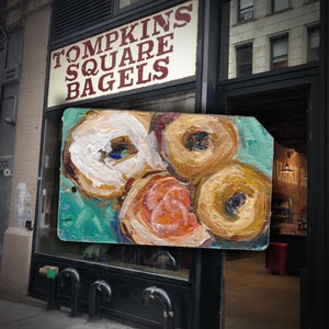Iconic NYC Breakfast - Art Oil Painting Lox Bagel Cream Cheese NYC Breakfast on NYC Metro Subway Card - &quot;Bagel No. 25&quot;