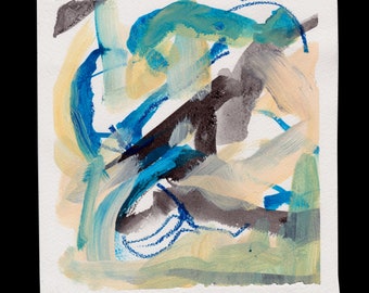 オリジナルの抽象ミクストメディア - 縁取り付き 7 x 8 インチの絵画