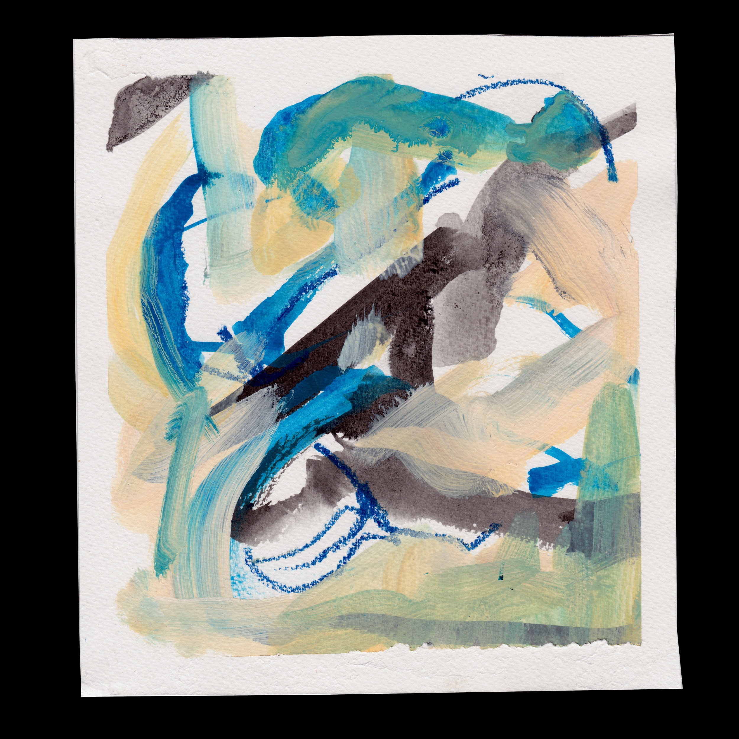 オリジナルの抽象ミクストメディア - 縁取り付き 7 x 8 インチの絵画