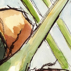 Art Painting Watercolor Jamaica Tropical Coconut Palm Tree Caribbean Print Paradise Palm No. 2 image 4