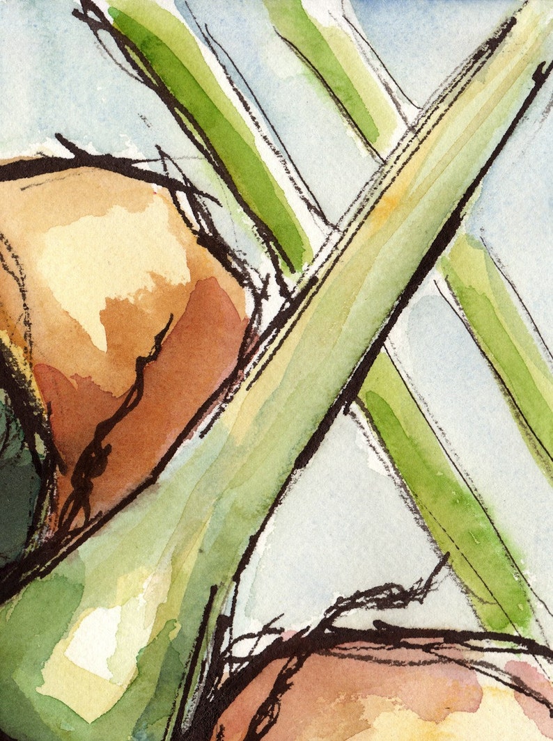 Art Painting Watercolor Jamaica Tropical Coconut Palm Tree Caribbean Print Paradise Palm No. 2 image 4