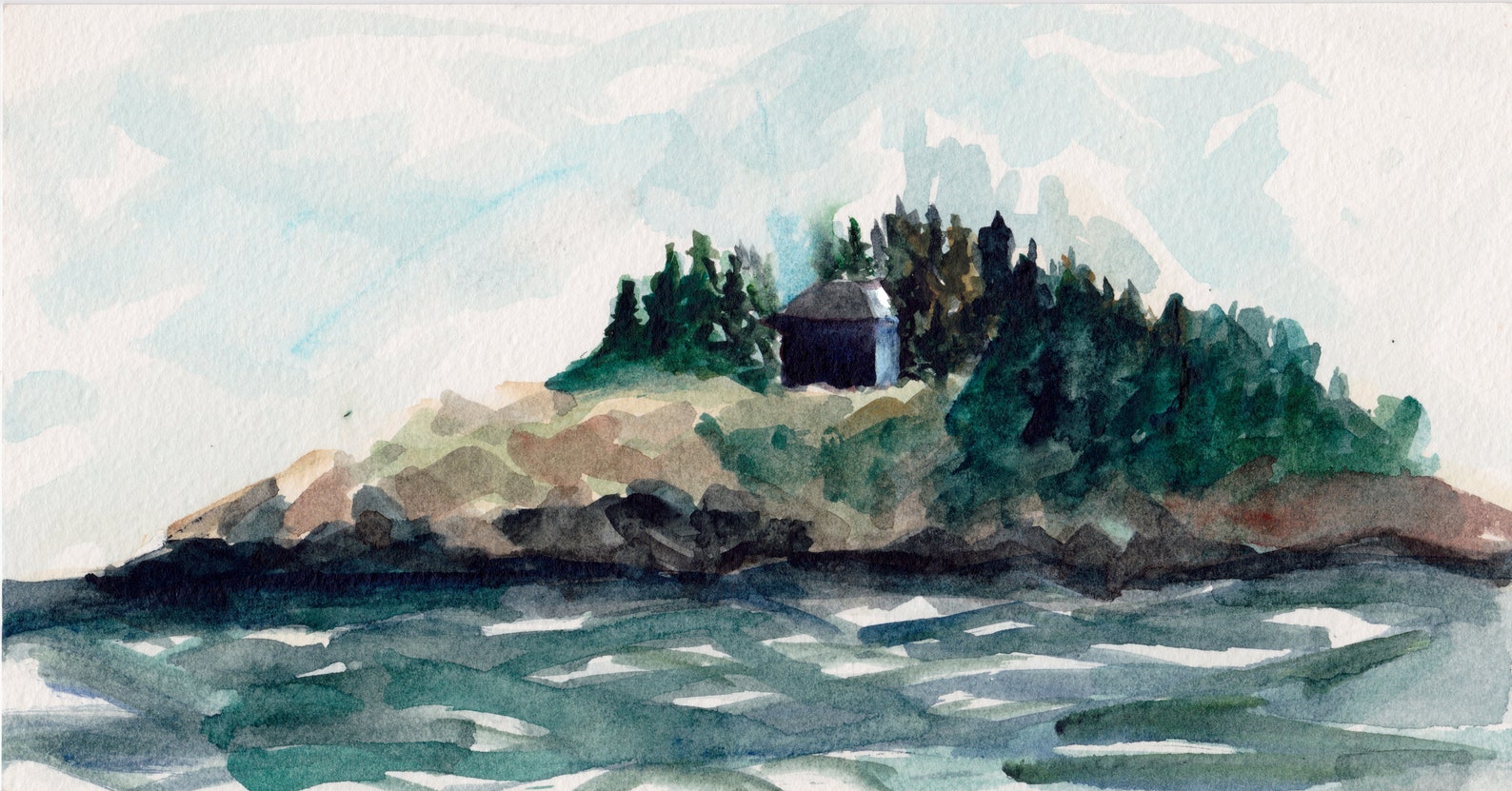 Art Watercolor Painting Maine Coast Island PRINT Etsy Sweden