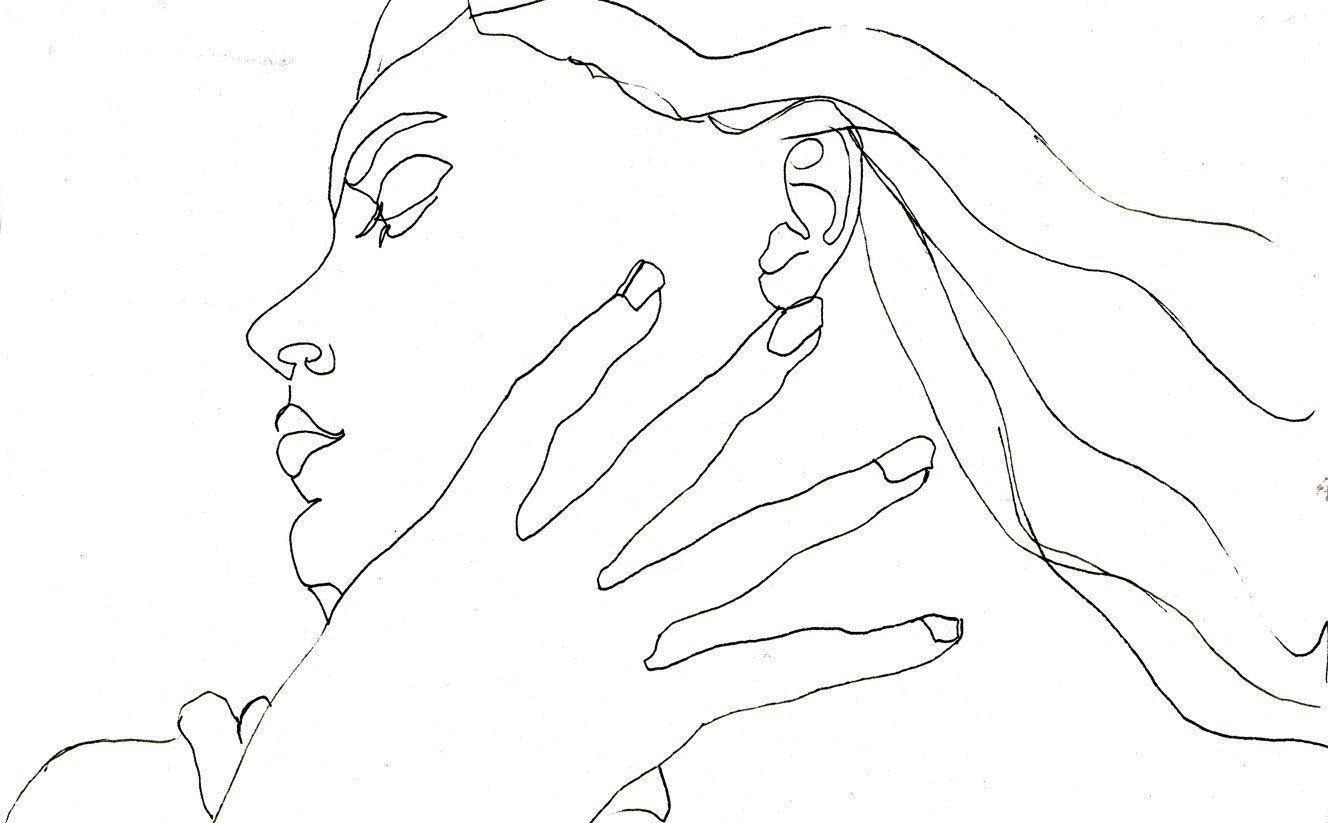 Kunst Stift Und Tinte Zeichnung Frau Profil Schwarz Und Weiss Etsy