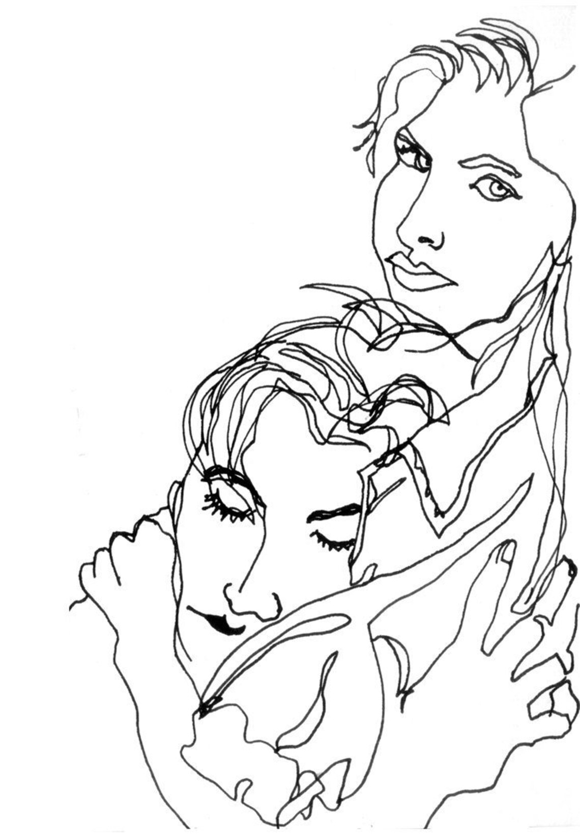 Art Pen and Ink Drawing Love Woman Man Valentine Art PRINT man and ...