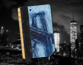 Origineel olieverfschilderij - World Trade Center op een New York City Metro-kaart