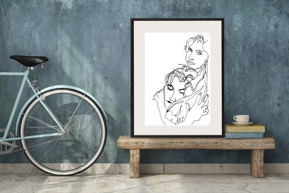 Art Pen and Ink Drawing Love Woman Man Valentine Art PRINT - Etsy
