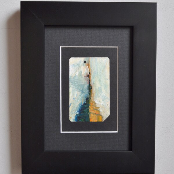 Art Oil Painting New York City Empire State Building on Recycled NYC Subway Card