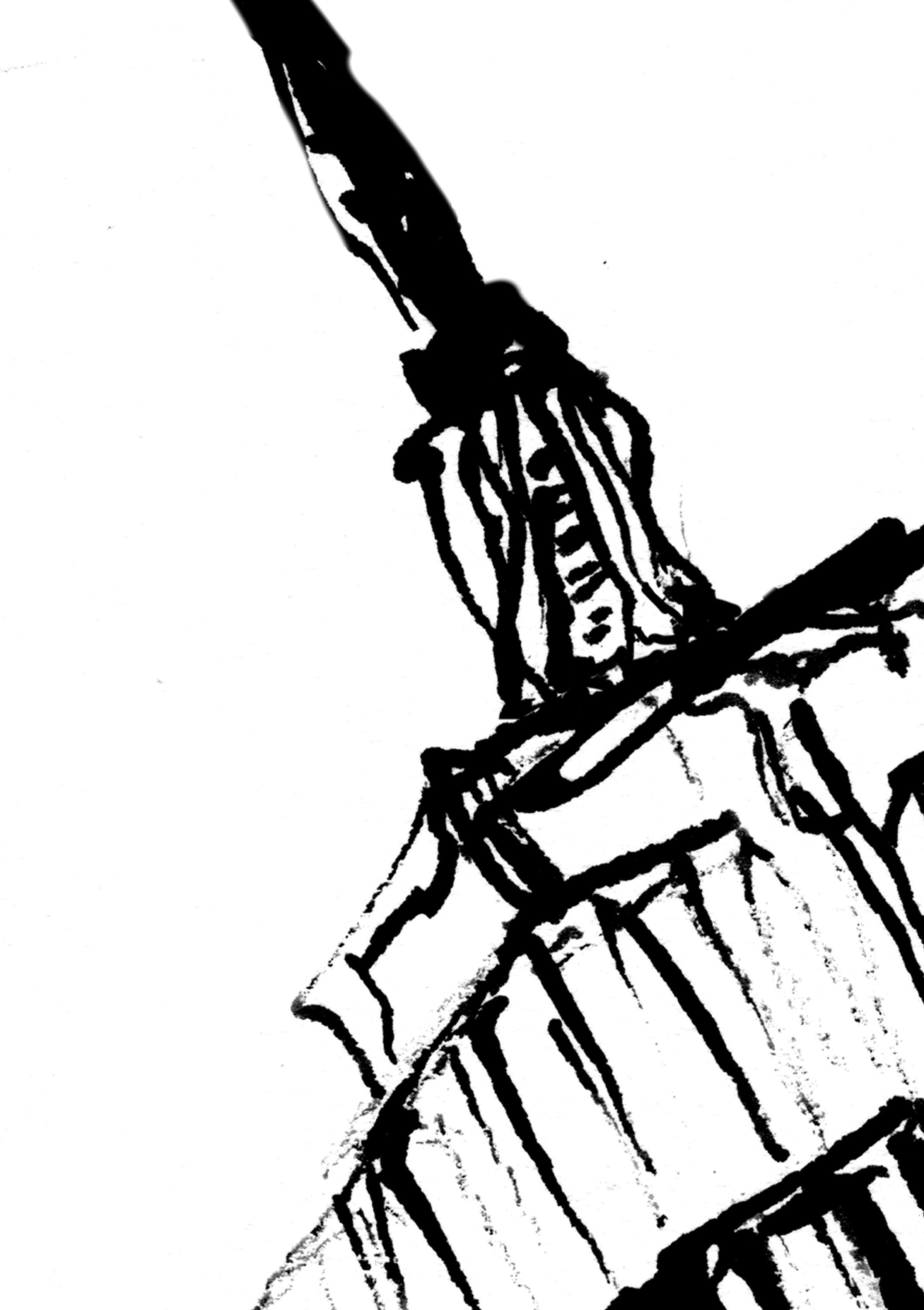 ニューヨーク市のスカイライン、ペンとインクのスケッチ画