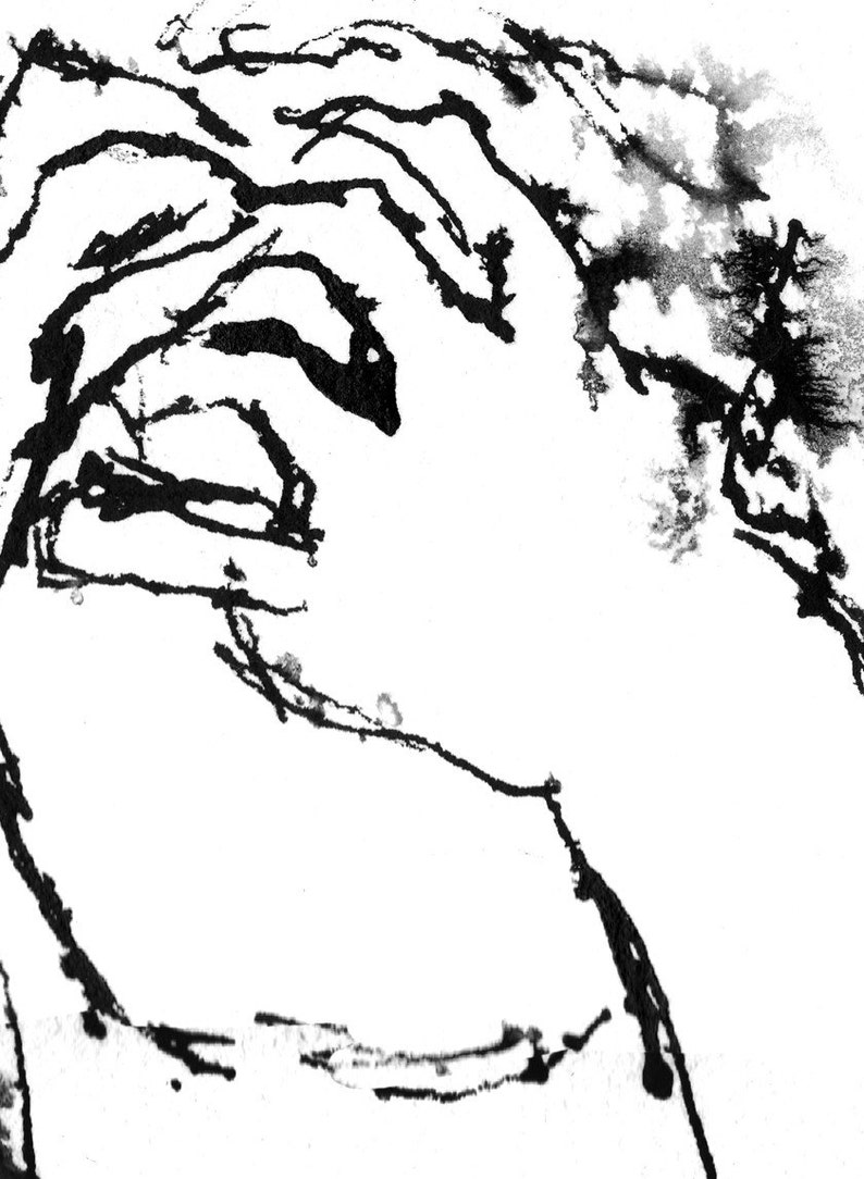 Art Drawing Handmade Pen and Ink of Agony Angst Despair Pain PRINT