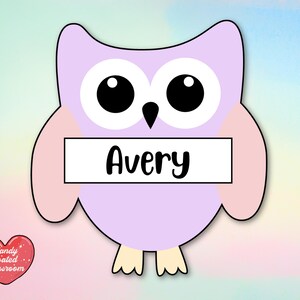 Pastel Owl Cubby Name Tags, Personalized Desk Name Plates, School Name ...