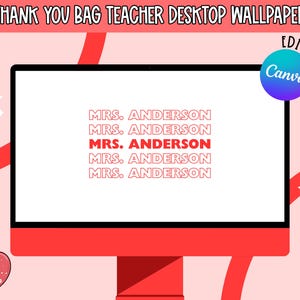 Custom Name Desktop Wallpaper, Personalized Teacher Computer Background, Digital Classroom Theme Decor, Canva Template Mac or Windows