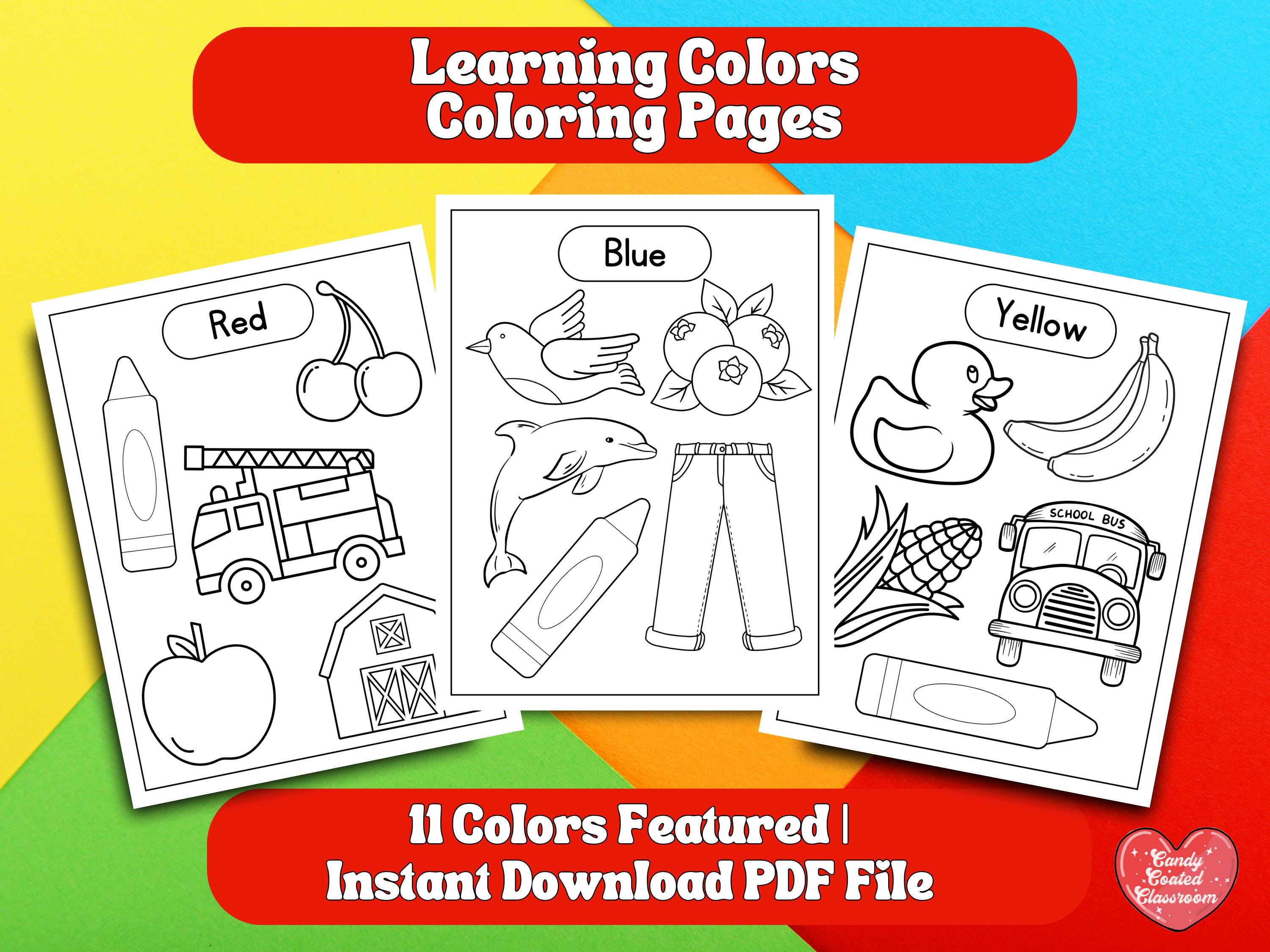 Learning Colors Coloring Pages for Kids, Toddlers Arts and Crafts ...
