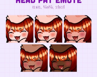 Red Hair Chibi Girl Head Pat Emote for Twitch, Discord, YouTube
